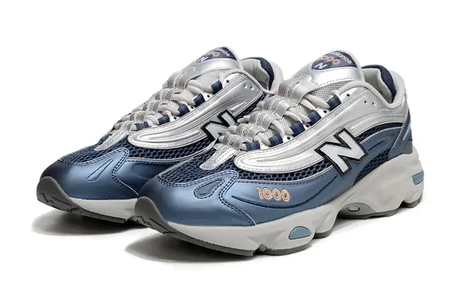 New Balance Navy Silver Suela Mesh Y Overlay Sintético Zapatillas Chunky 2