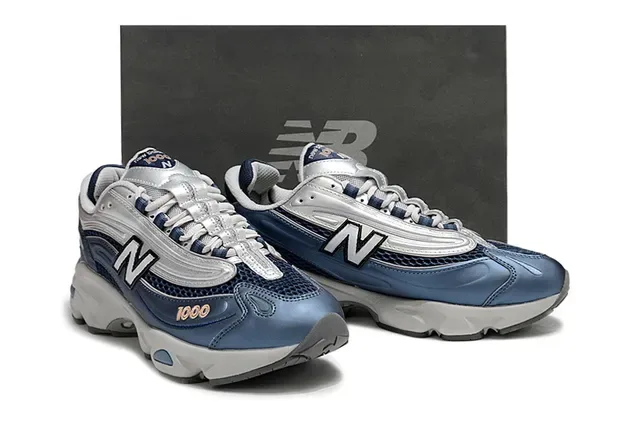 New Balance Navy Silver Suela Mesh Y Overlay Sintético Zapatillas Chunky 5