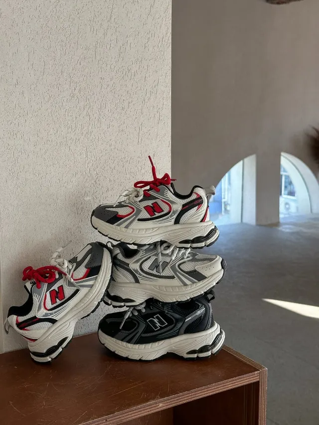New Balance Semelle Blanche Gris Layered Maille-Synthétique Haut Chunky Sneakers 8