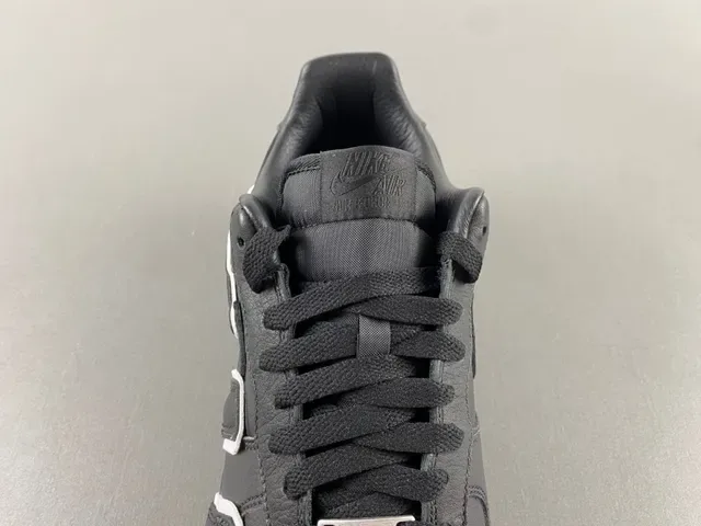 Nike Air Force 1 Black White Leather Upper Oversized Logo Lifestyle Sneakers 7
