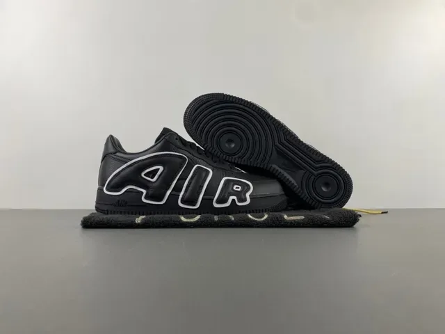 Nike Air Force 1 Black White Leather Upper Oversized Logo Lifestyle Sneakers 12
