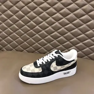 Nike Air Force 1 Checkerboard Noir et Beige Chaussures Lifestyle