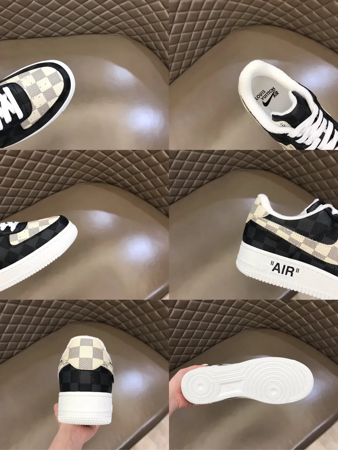 Nike Air Force 1 Checkerboard Black and Beige Lifestyle Sneakers 3