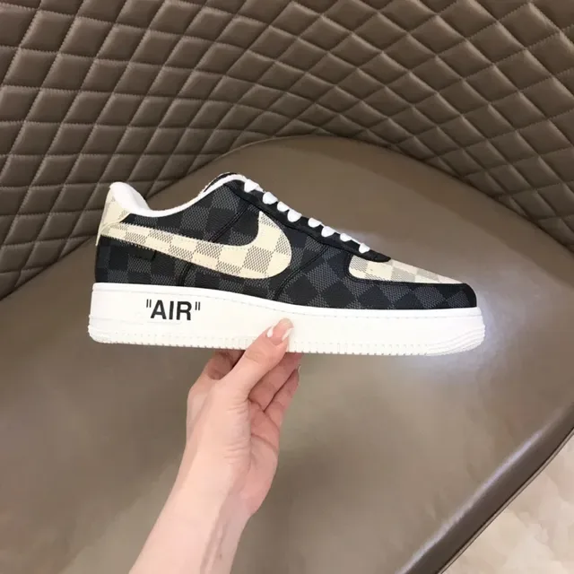 Nike Air Force 1 Checkerboard Black and Beige Lifestyle Sneakers 5