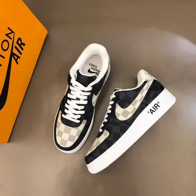Nike Air Force 1 Checkerboard Black and Beige Lifestyle Sneakers 9
