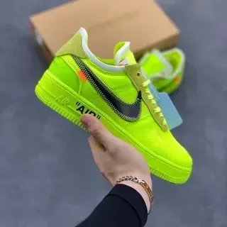 Nike Air Force 1 Off-White Neon Lime Tênis lifestyle