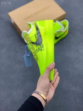 Nike Air Force 1 Off-White Neon Lime Lifestyle Sneakers 2