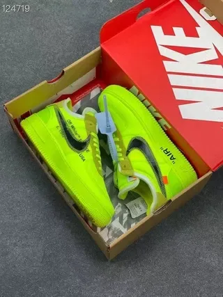 Nike Air Force 1 Off-White Neon Lime Lifestyle Sneakers 9