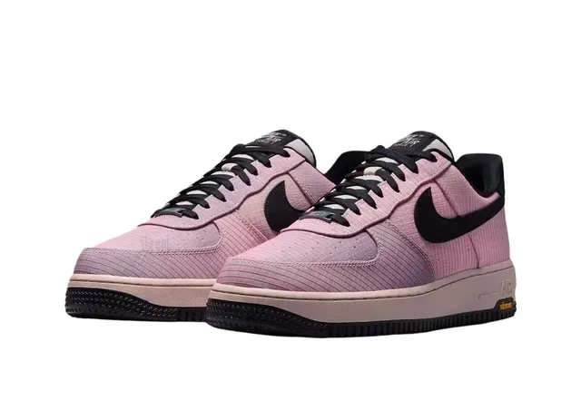 Nike Air Force 1 Zapatillas Lifestyle Rosa Grid Negro con Swoosh 5