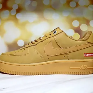 Nike Air Force 1 Wheat Suede Supreme تعاون أسلوب حياة سنيكرز