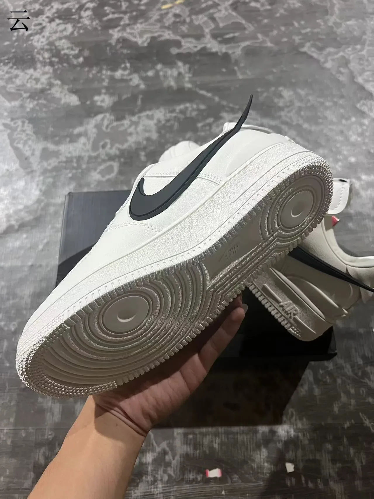 Nike Air Force 1 White Black Swoosh Lifestyle Sneakers 6