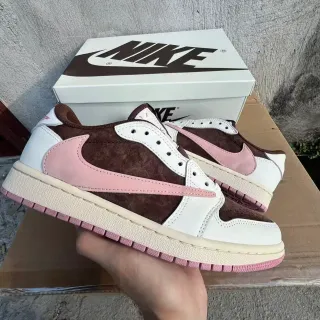 Nike Air Jordan 1 Low Marron Blanc Rose Sneakers Lifestyle