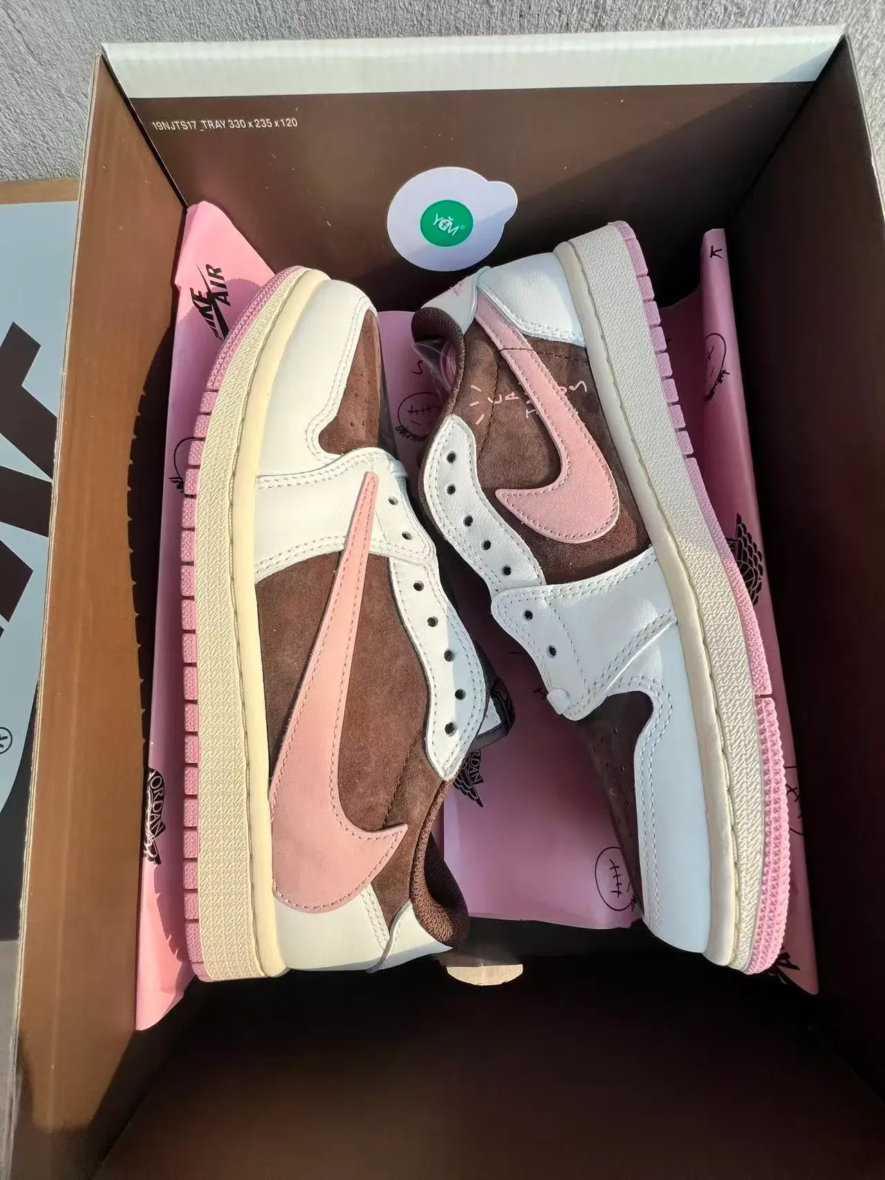 Nike Air Jordan 1 Low Marrom Branco Rosa Tênis Lifestyle 10