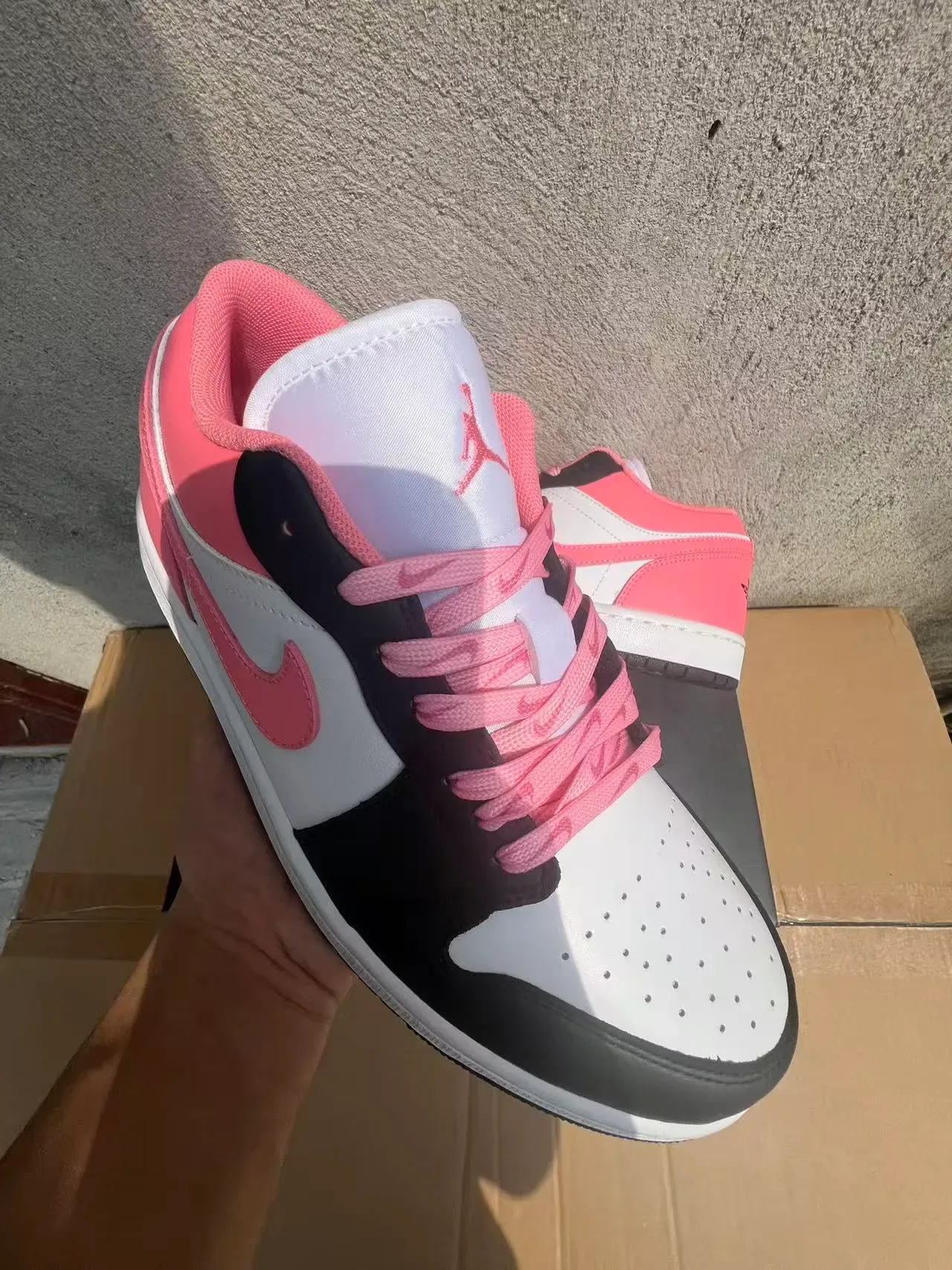 Nike Air Jordan 1 Low Pink White Black Lifestyle Sneakers 2