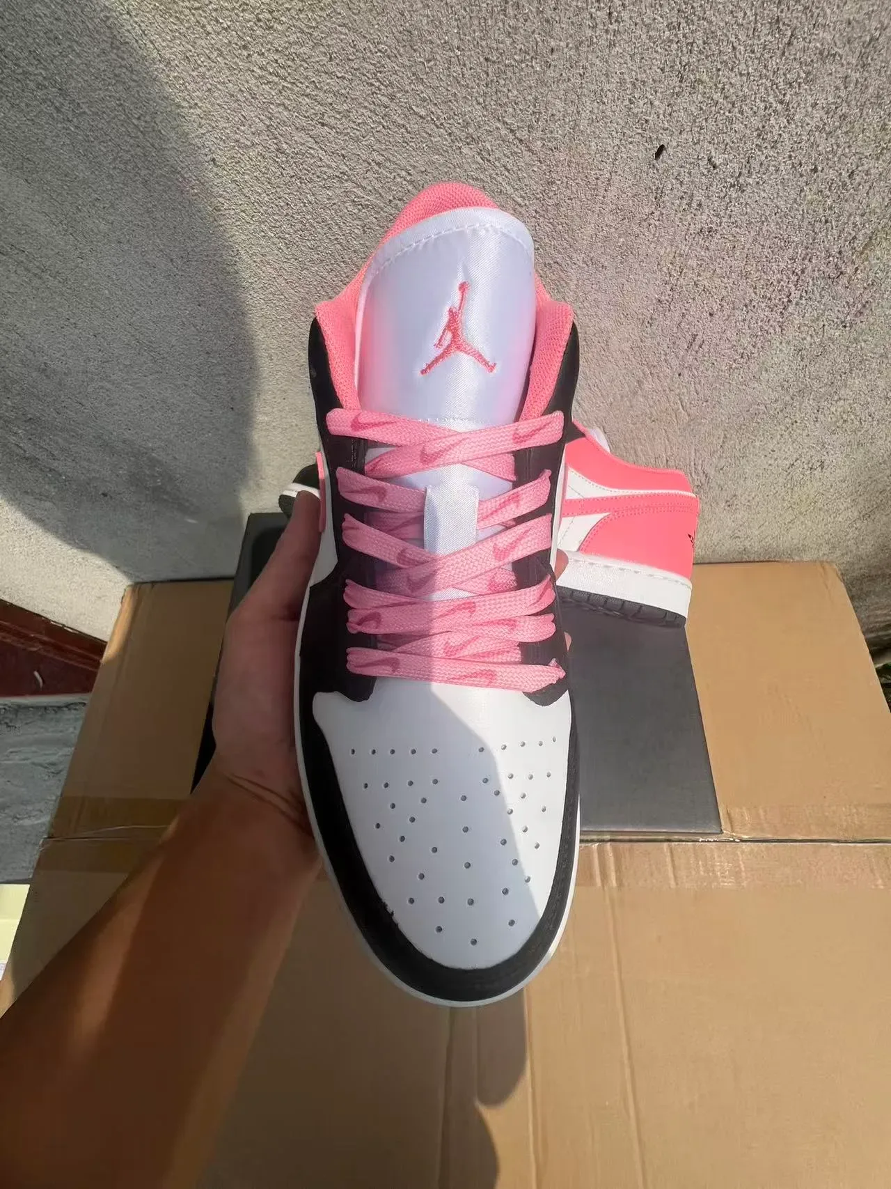 Nike Air Jordan 1 Low Pink White Black Lifestyle Sneakers 3
