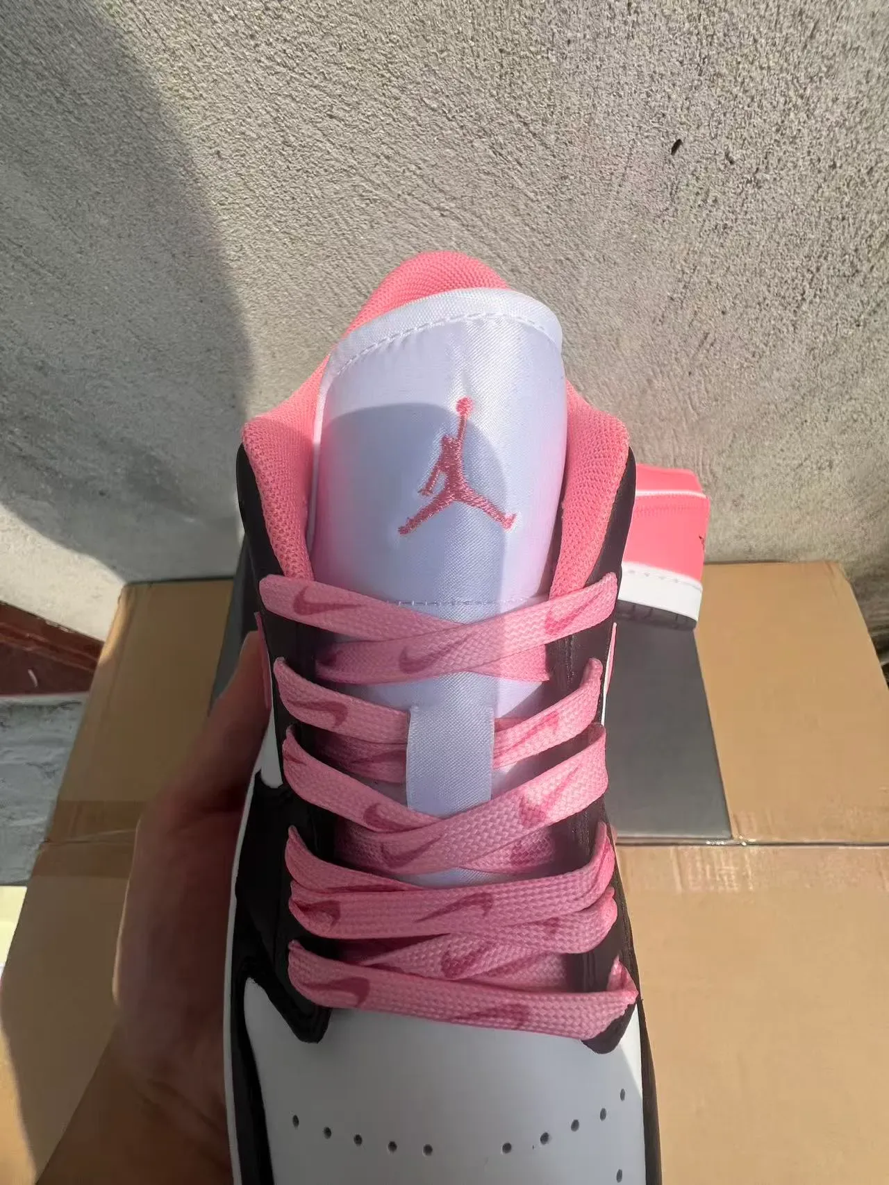 Nike Air Jordan 1 Low Pink White Black Lifestyle Sneakers 4