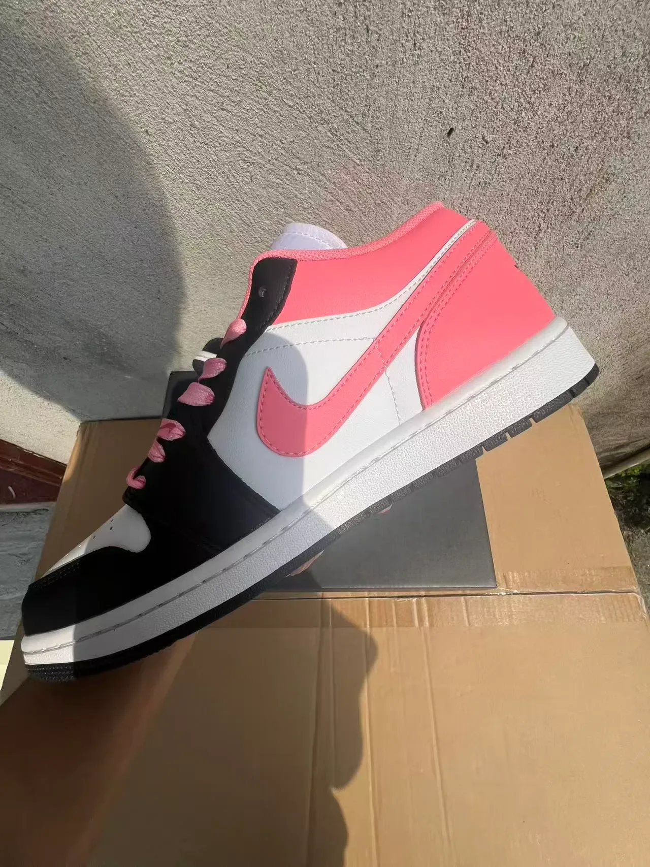 Nike Air Jordan 1 Low Pink White Black Lifestyle Sneakers 5