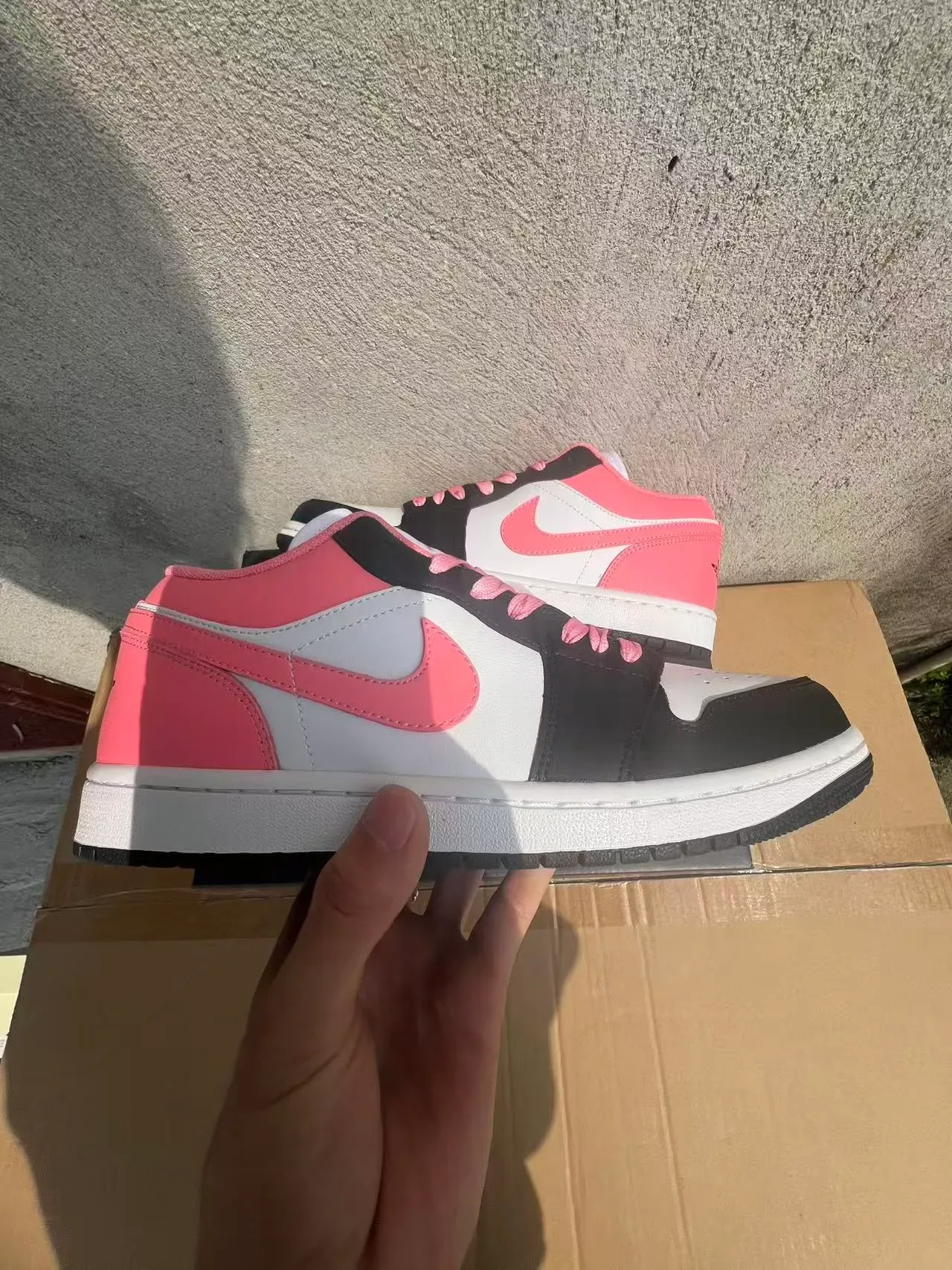 Nike Air Jordan 1 Low Pink White Black Lifestyle Sneakers 7