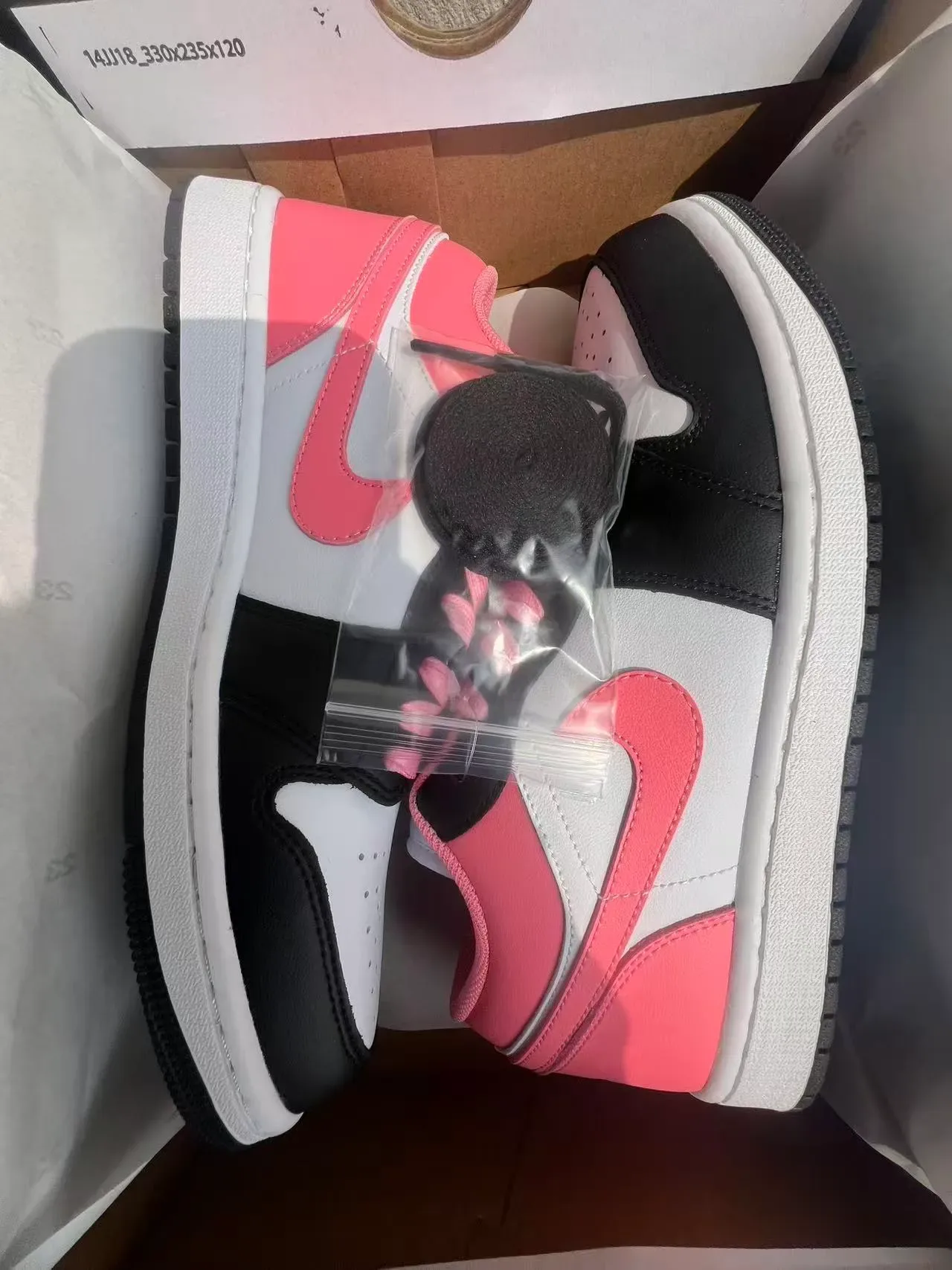 Nike Air Jordan 1 Low Pink White Black Lifestyle Sneakers 9