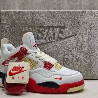 Nike Air Jordan 4 أبيض أحمر بيج حذاء كرة السلة
