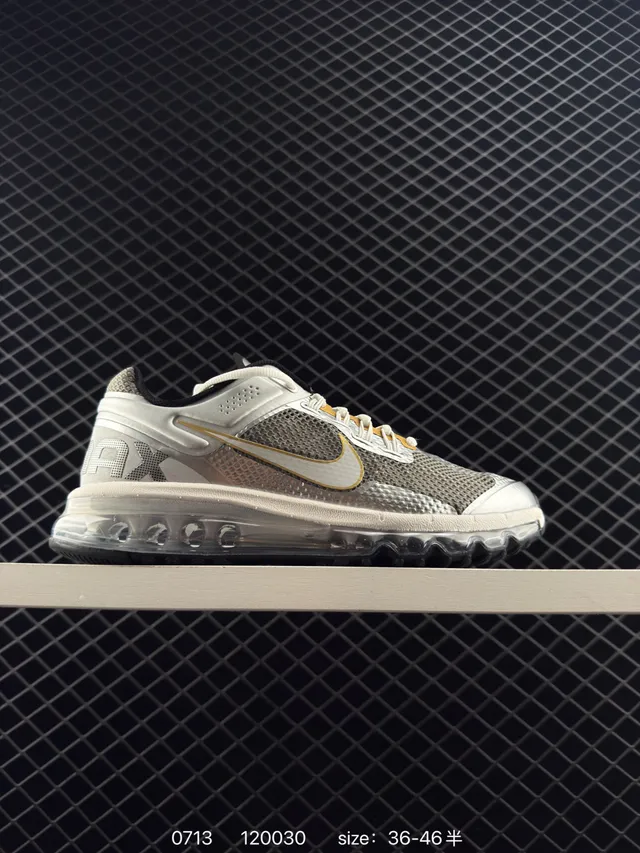 Nike Air Max+ 2013 Silver Gold Full-Length Visible Cushioning Metallic Mesh Upper Running Shoes 4