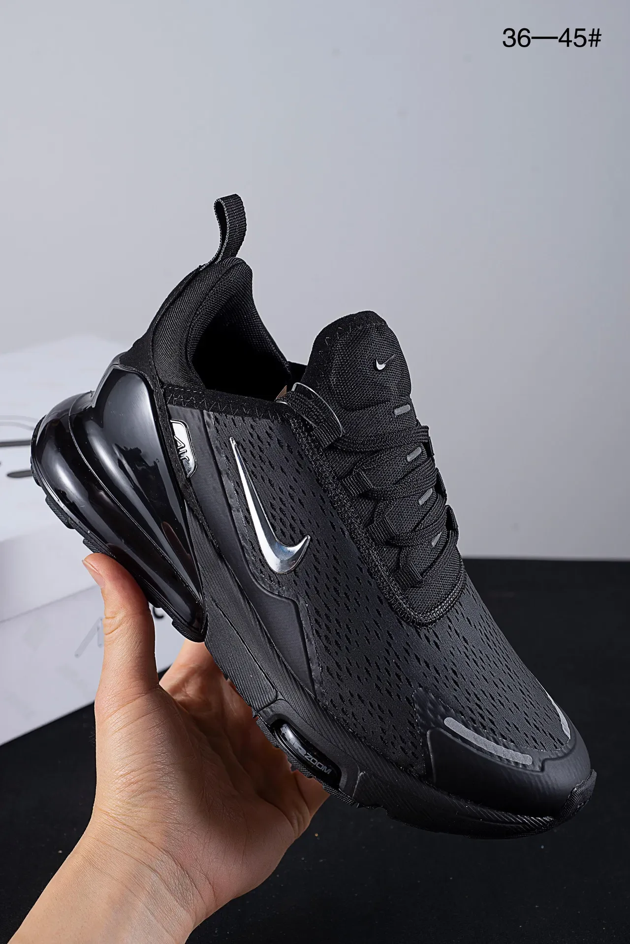 Nike Air Max 270 黑色 单色 网面 跑鞋 2