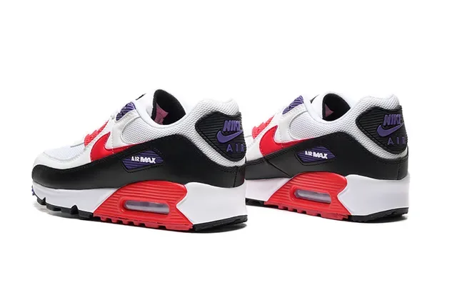 Nike Air Max 90 Branco Preto Vermelho Roxo Sneakers Lifestyle 4