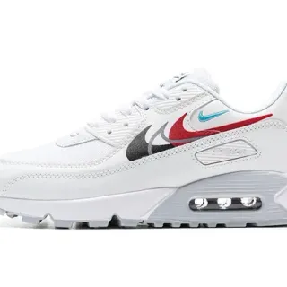 Nike Air Max 90 Branco Vermelho Preto Cian Lifestyle Sneakers