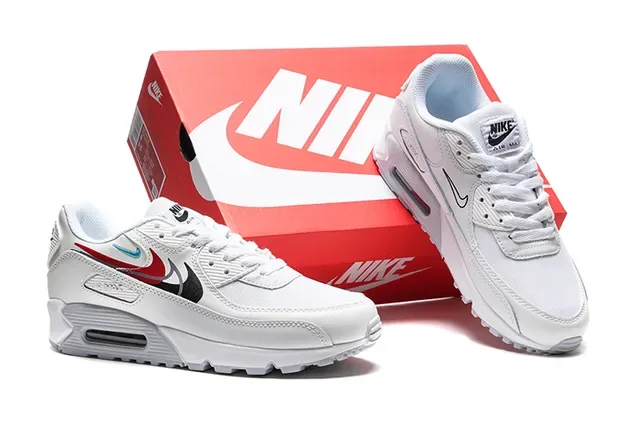 Nike Air Max 90 White Red Black Cyan Lifestyle Sneakers 2