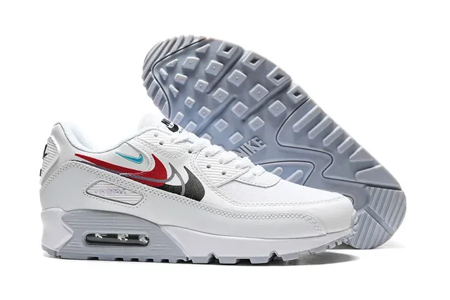 Nike Air Max 90 White Red Black Cyan Lifestyle Sneakers 4