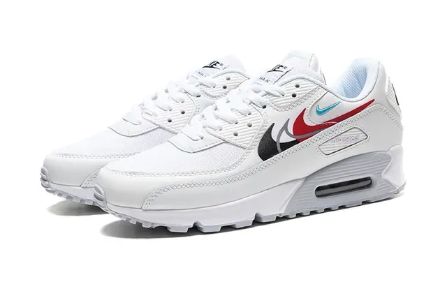 Nike Air Max 90 White Red Black Cyan Lifestyle Sneakers 5