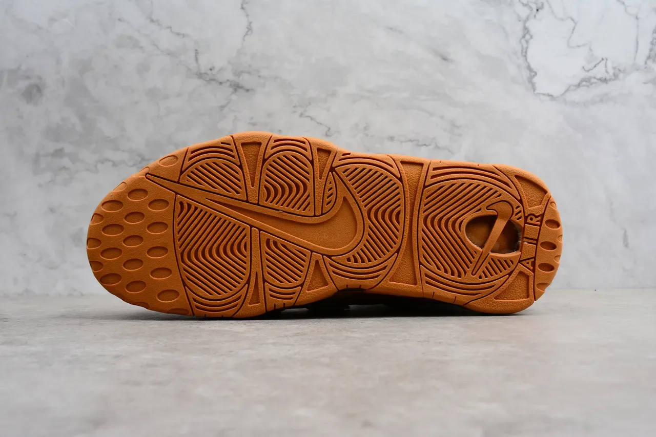 Nike Air More Uptempo Tan Sapatos de Basquete de Couro 6