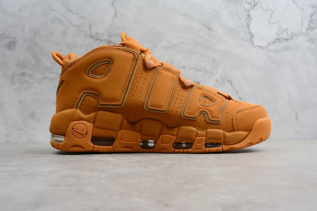 Nike Air More Uptempo Tan Sapatos de Basquete de Couro 8