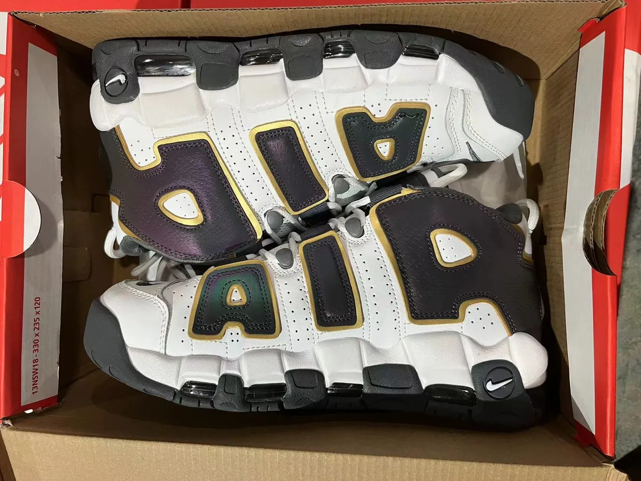 Nike Air More Uptempo Zapatos de Baloncesto Blanco Púrpura Dorado 6