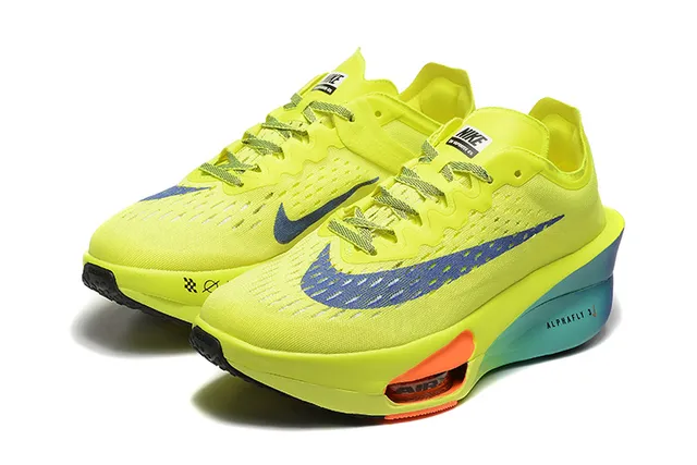 Nike Air Zoom Alphafly 3 amarelo neon azul tênis de corrida 2