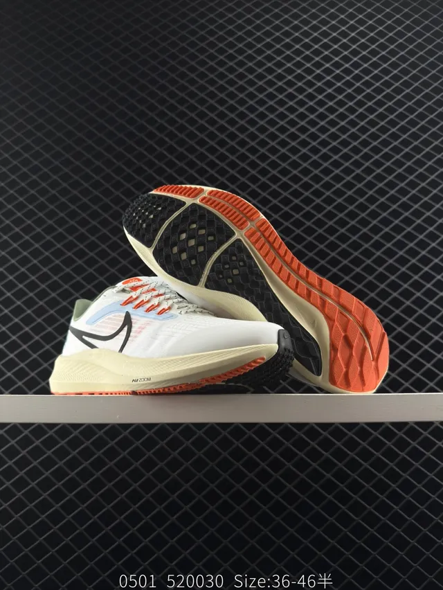 Nike Air Zoom Pegasus 39 White Black Orange Running Shoes 5