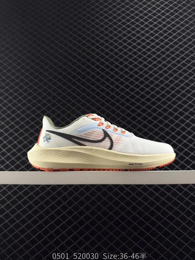 Nike Air Zoom Pegasus 39 White Black Orange Running Shoes 7