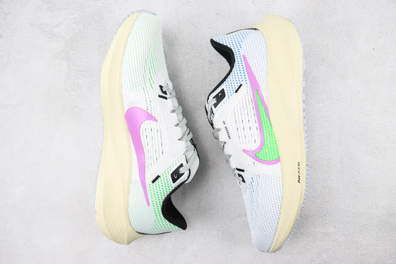 Nike Air Zoom Pegasus 40 Zapatillas de correr blancas moradas verdes 2