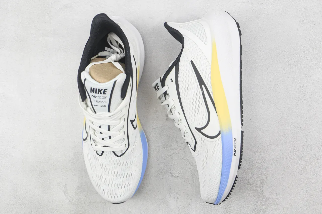 Nike Air Zoom Pegasus White Black Breathable Engineered Mesh Upper Swoosh Overlay Running Shoes 3