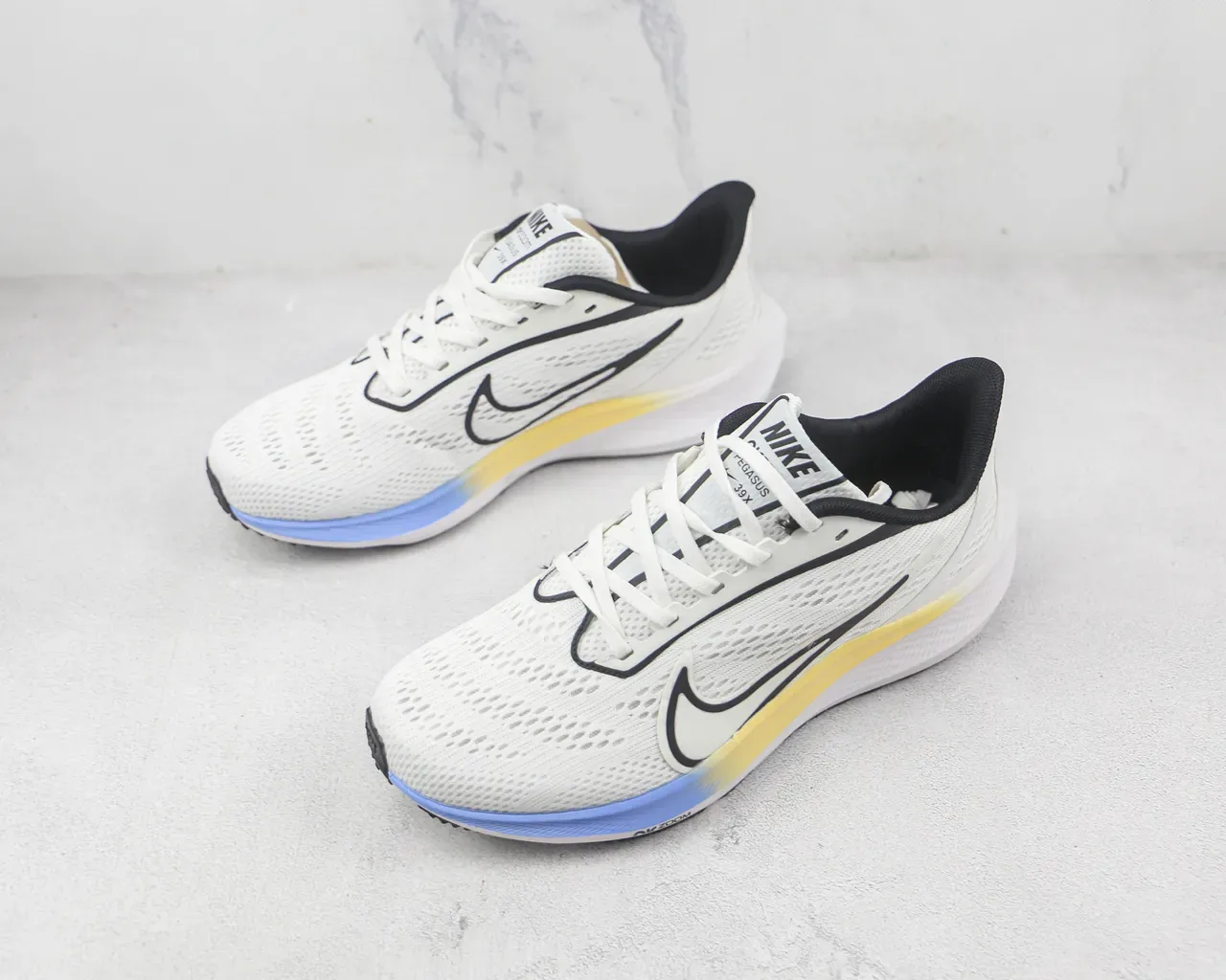 Nike Air Zoom Pegasus White Black Breathable Engineered Mesh Upper Swoosh Overlay Running Shoes 4