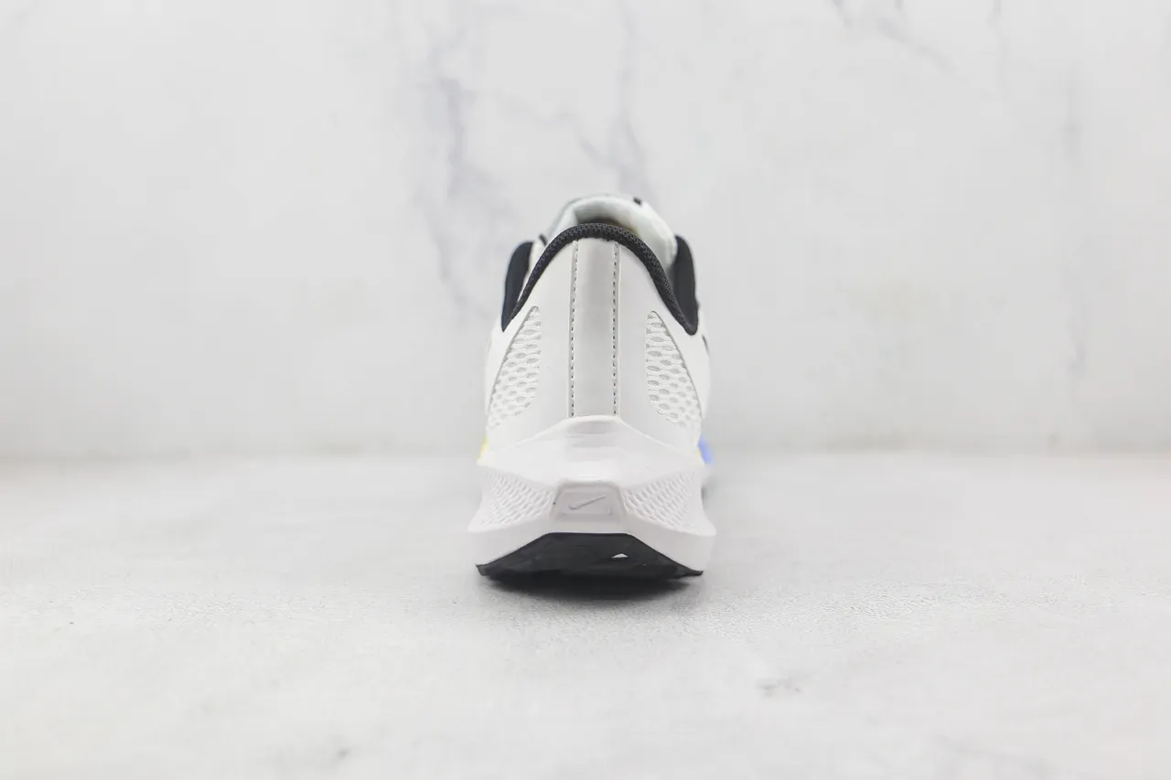 Nike Air Zoom Pegasus White Black Breathable Engineered Mesh Upper Swoosh Overlay Running Shoes 9