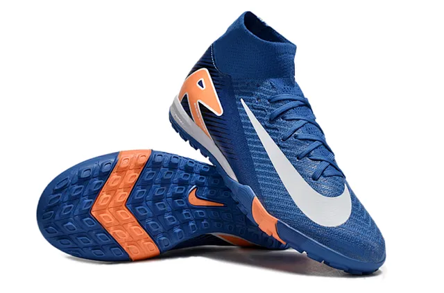 Nike Air Zoom azul real e laranja sapatos de futebol turf 2