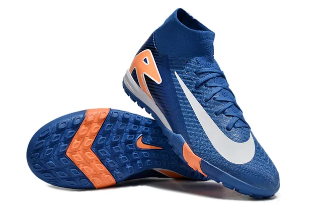 Nike Air Zoom azul real e laranja sapatos de futebol turf 4