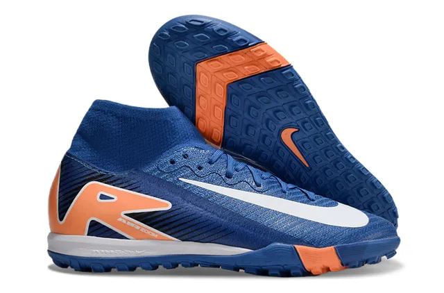 Nike Air Zoom azul real e laranja sapatos de futebol turf 6