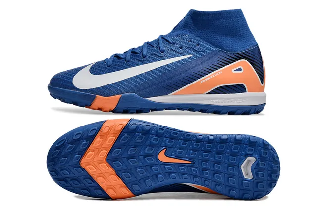 Nike Air Zoom azul real e laranja sapatos de futebol turf 7