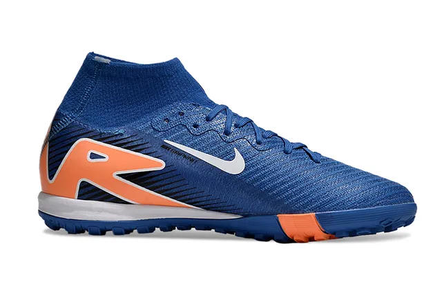 Nike Air Zoom azul real e laranja sapatos de futebol turf 9