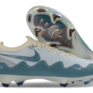 Nike Bege Azul Overlays Ondulados Sintéticos Contraforte Calcanhar Iridiscente Firm-Ground Sapatos de Futebol