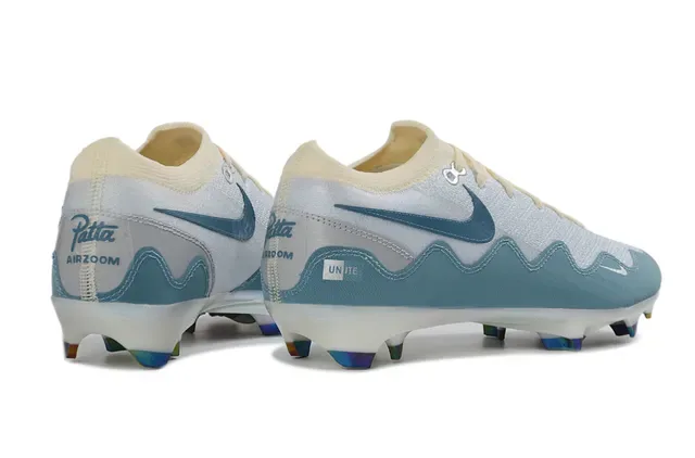 Nike Beige Azul Overlays Onduladas Sintéticas Contrafuerte Iridiscente Tacón Firm-Ground Zapatos de Fútbol 5