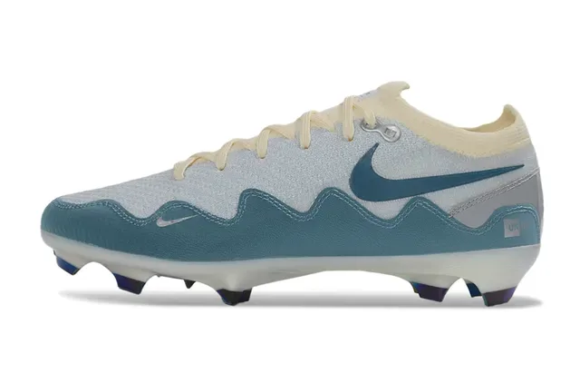 Nike Beige Azul Overlays Onduladas Sintéticas Contrafuerte Iridiscente Tacón Firm-Ground Zapatos de Fútbol 7