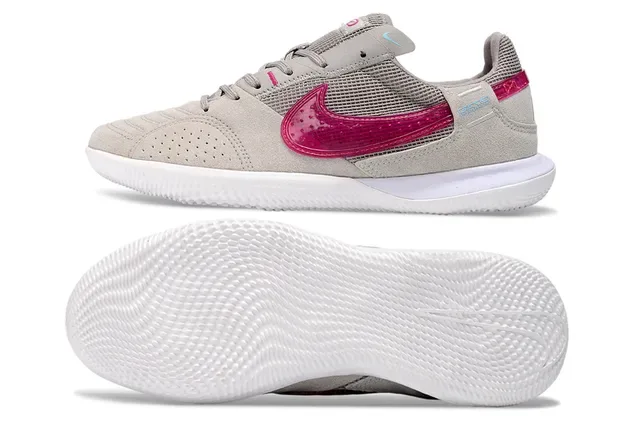 Nike 米色粉色 低帮 麂皮网面 室内足球鞋 6